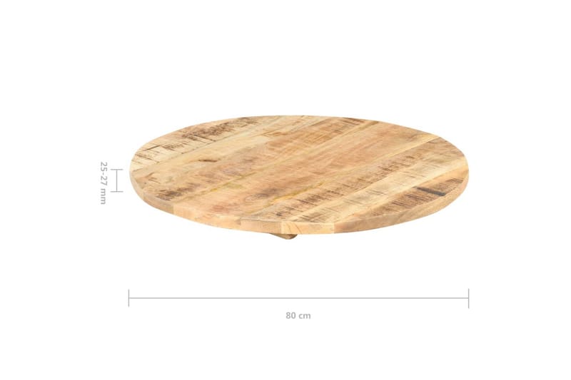 Bordsskiva i massivt mangoträ rund 25-27 mm 80 cm - Brun - Möbler - Bord & matgrupper - Bordstillbehör - Bordsskiva