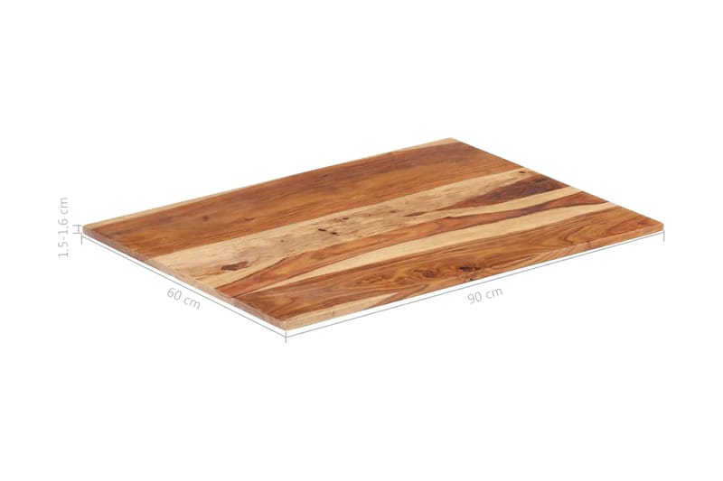 Bordsskiva i massivt sheshamträ 15-16 mm 60x90 cm - Brun - Möbler - Bord & matgrupper - Bordstillbehör - Bordsskiva