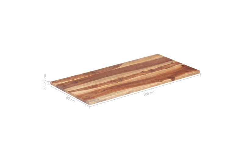 Bordsskiva i massivt sheshamträ 25-27 mm 60x100 cm - Brun - Möbler - Bord & matgrupper - Bordstillbehör - Bordsskiva