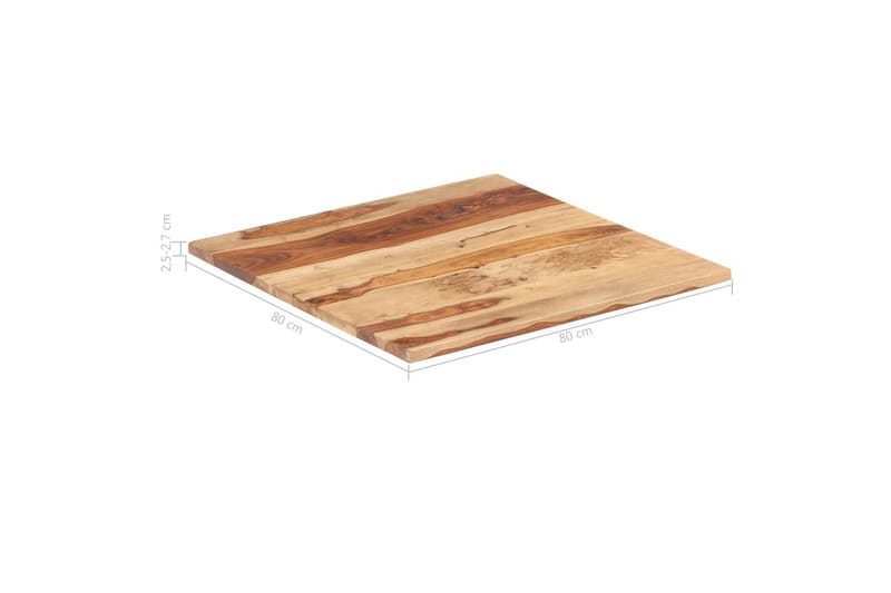 Bordsskiva i massivt sheshamträ 25-27 mm 80x80 cm - Brun - Möbler - Bord & matgrupper - Bordstillbehör - Bordsskiva