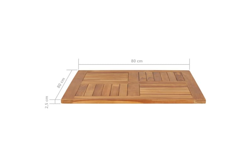 Bordsskiva massiv teak fyrkantig 80x80x2,5 cm - Brun - Bordsskiva