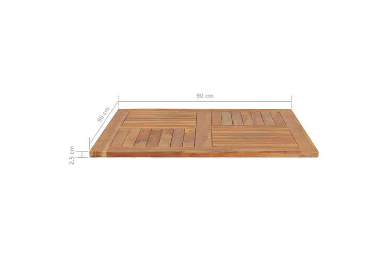 Bordsskiva massiv teak fyrkantig 90x90x2,5 cm - Brun - Bordsskiva