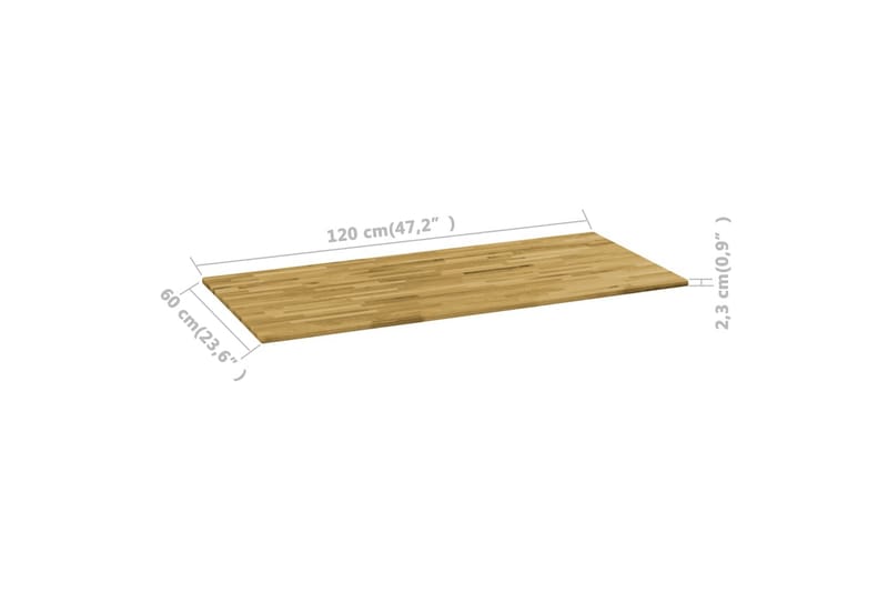 Bordsskiva massivt ekträ rektangulär 23 mm 120x60 cm - Brun - Möbler - Bord & matgrupper - Bordstillbehör - Bordsskiva