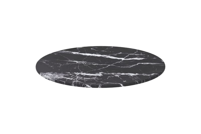 Bordsskiva svart Ã˜40x0,8 cm härdat glas med marmortextur - Svart - Möbler - Bord & matgrupper - Bordstillbehör - Bordsskiva