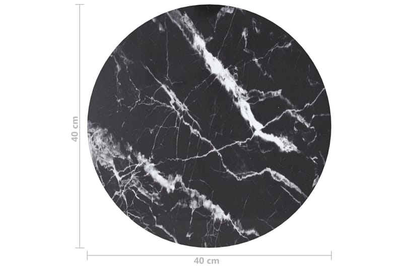 Bordsskiva svart Ã˜40x0,8 cm härdat glas med marmortextur - Svart - Möbler - Bord & matgrupper - Bordstillbehör - Bordsskiva