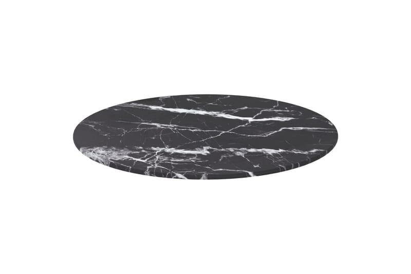 Bordsskiva svart Ã˜50x0,8 cm härdat glas med marmortextur - Svart - Möbler - Bord & matgrupper - Bordstillbehör - Bordsskiva