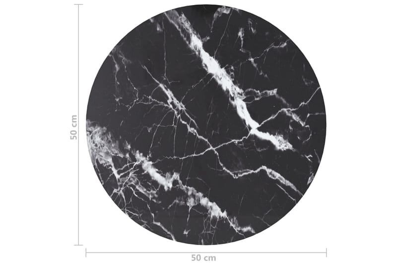 Bordsskiva svart Ã˜50x0,8 cm härdat glas med marmortextur - Svart - Möbler - Bord & matgrupper - Bordstillbehör - Bordsskiva