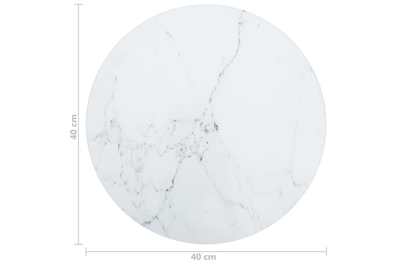 Bordsskiva vit Ã˜40x0,8 cm härdat glas med marmortextur - Vit - Möbler - Bord & matgrupper - Bordstillbehör - Bordsskiva
