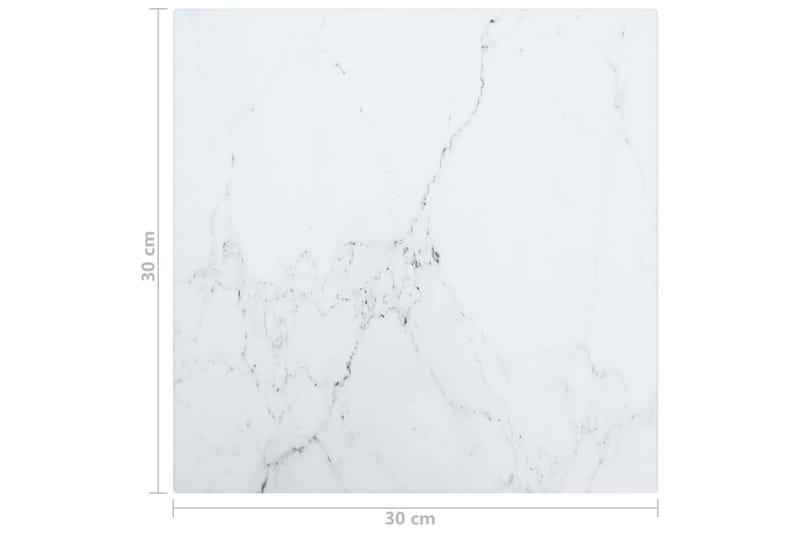 Bordsskiva vit 30x30 cm 6 mm härdat glas med marmortextur - Vit - Möbler - Bord & matgrupper - Bordstillbehör - Bordsskiva