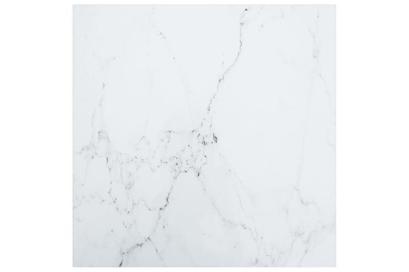 Bordsskiva vit 50x50 cm 6 mm härdat glas med marmortextur - Vit - Bordsskiva