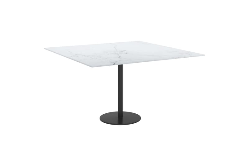 Bordsskiva vit 70x70 cm 6 mm härdat glas med marmortextur - Vit - Bordsskiva