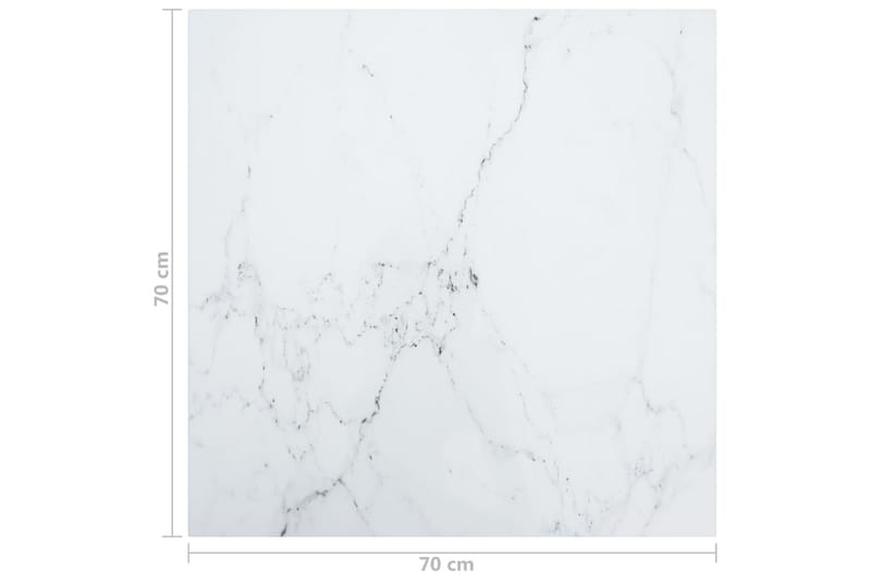 Bordsskiva vit 70x70 cm 6 mm härdat glas med marmortextur - Vit - Möbler - Bord & matgrupper - Bordstillbehör - Bordsskiva