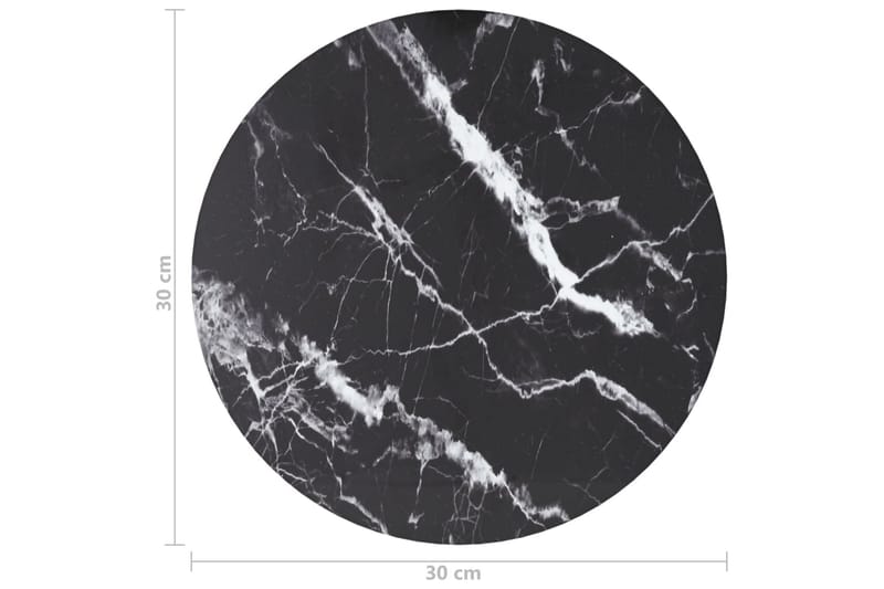 Bordsskiva svart Ã˜30x0,8 cm härdat glas med marmortextur - Svart - Möbler - Bord & matgrupper - Bordstillbehör - Bordsskiva