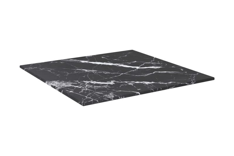 Bordsskiva svart 40x40 cm 6 mm härdat glas med marmortextur - Svart - Möbler - Bord & matgrupper - Bordstillbehör - Bordsskiva