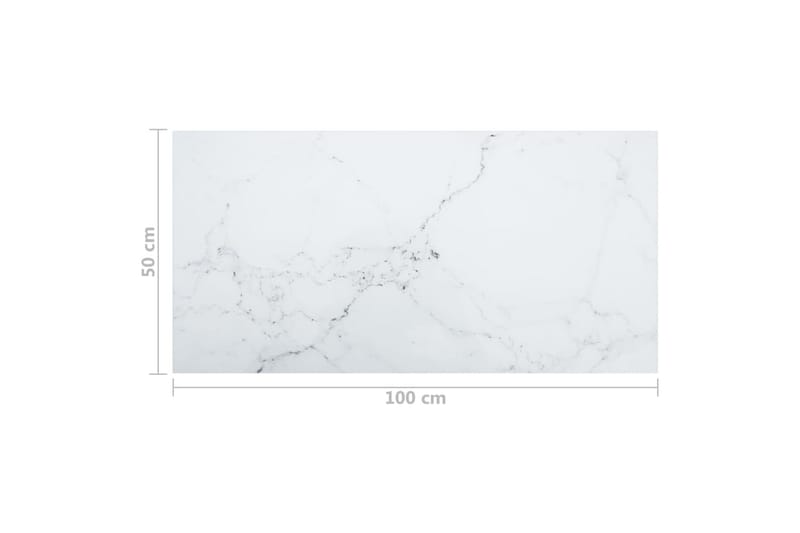 Bordsskiva vit 100x50 cm 6 mm härdat glas med marmortextur - Vit - Möbler - Bord & matgrupper - Bordstillbehör - Bordsskiva