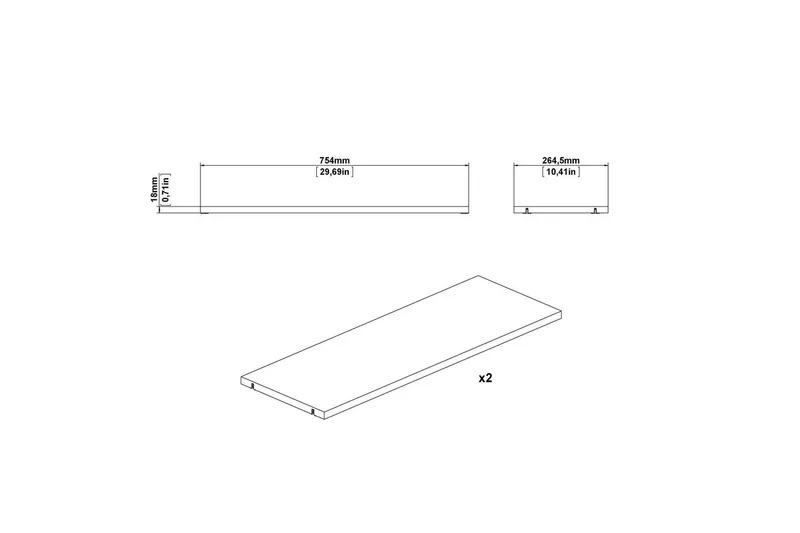 Trysil Hyllplan 75,4x26,45 cm - Vit - Möbler - Bord & matgrupper - Bordstillbehör - Iläggsskiva & klaff