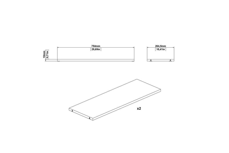 Trysil Hyllplan 75,4x26,45 cm - Vit - Möbler - Bord & matgrupper - Bordstillbehör - Iläggsskiva & klaff