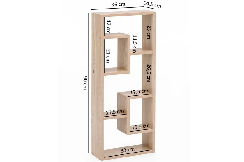 Vägghylla Wohnling melaminbelagd MDF, förvaringshylla, modern stil Sonoma - Sonoma - Förvaring - Hylla - Bokhylla