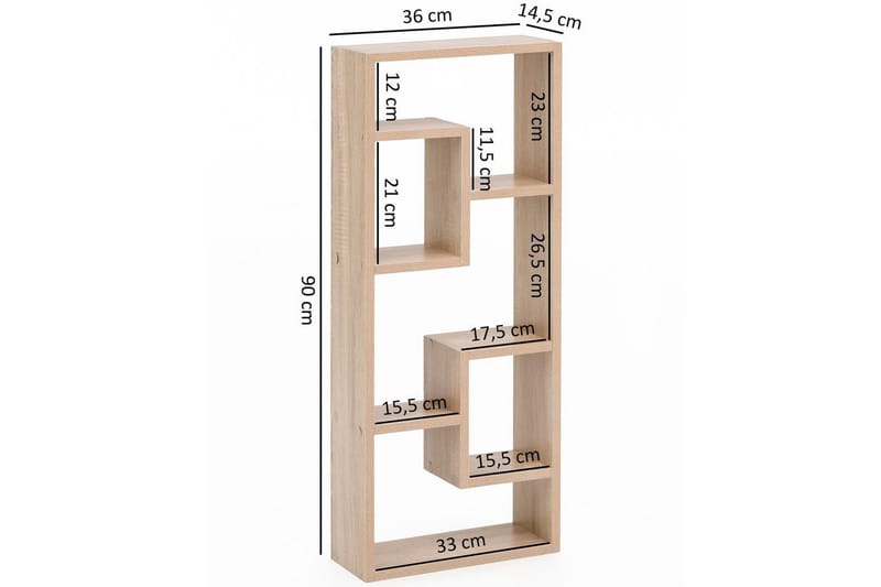 Vägghylla Wohnling melaminbelagd MDF, förvaringshylla, modern stil Sonoma - Sonoma - Möbler - Bord & matgrupper - Bordstillbehör - Iläggsskiva & klaff
