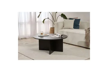 Boro Runt Soffbord 90 cm i Trä med Korsfot - Svart - Möbler - Bord & matgrupper - Soffbord