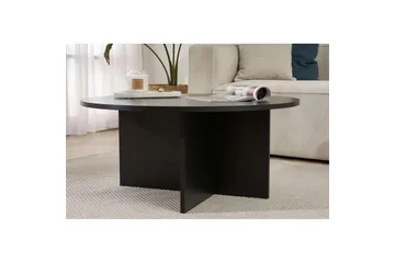 Boro Runt Soffbord 90 cm i Trä med Korsfot - Svart - Möbler - Bord & matgrupper - Soffbord