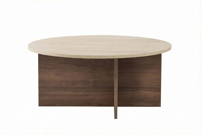 Boro Soffbord 90x40x90 cm - Travertine och Walnut - Möbler - Bord & matgrupper - Soffbord