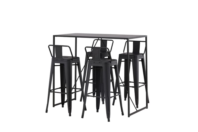 Brea Barbord 60x120 cm med 4 Tempe Stolar - Svart - Möbler - Bord & matgrupper - Barbord & ståbord
