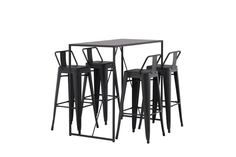 Brea Barbord 60x120 cm med 4 Tempe Stolar - Svart - Möbler - Bord & matgrupper - Barbord & ståbord