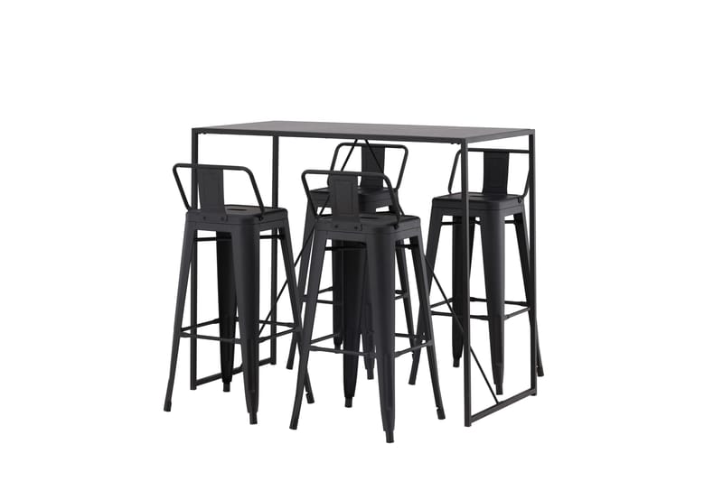 Brea Barbord 60x120 cm med 4 Tempe Stolar - Svart - Möbler - Bord & matgrupper - Barbord & ståbord