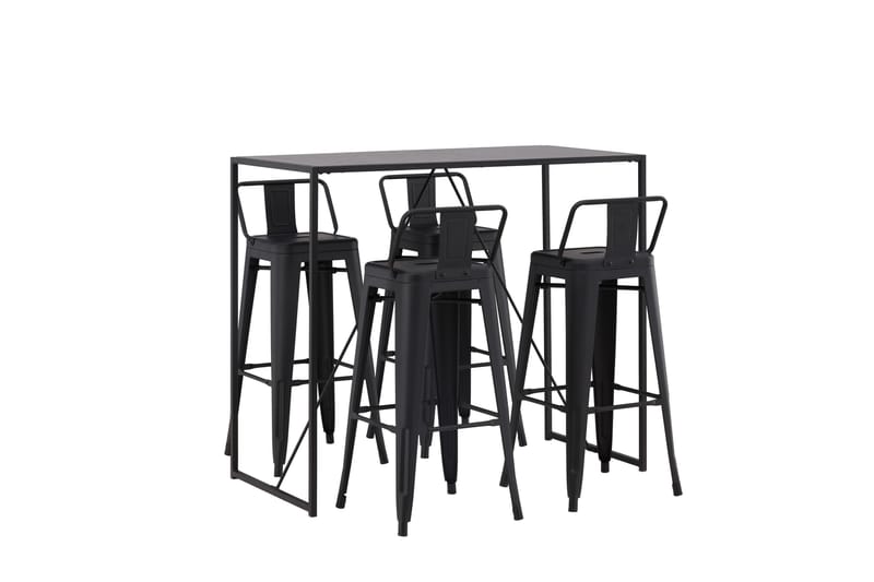 Brea Barbord 60x120 cm med 4 Tempe Stolar - Svart - Möbler - Bord & matgrupper - Barbord & ståbord