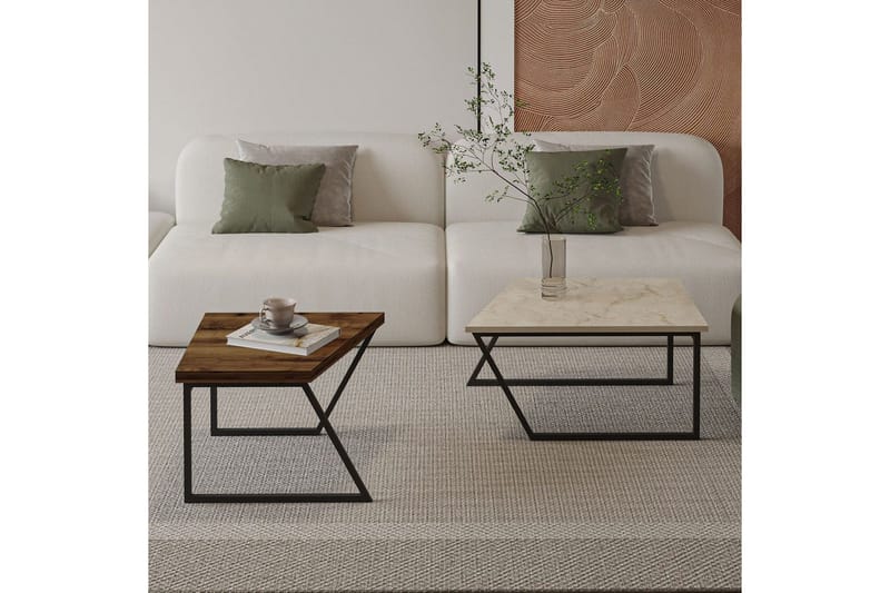 Bulskoll Soffbord 120 cm - Travertine/Valnöt - Möbler - Bord & matgrupper - Soffbord