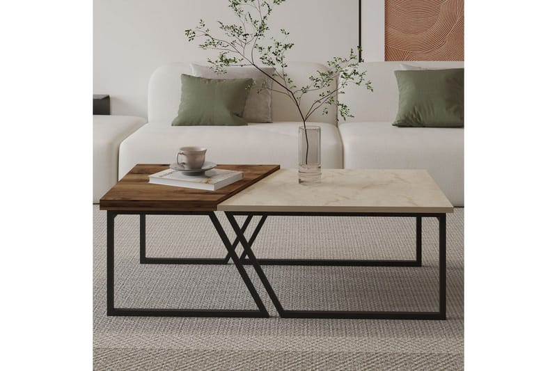 Bulskoll Soffbord 120 cm - Travertine/Valnöt - Möbler - Bord & matgrupper - Soffbord