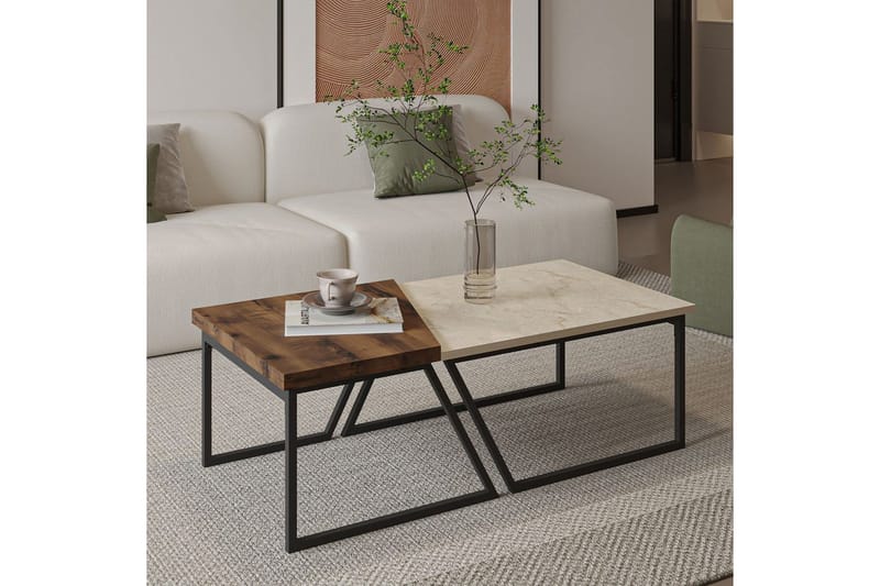 Bulskoll Soffbord 120 cm - Travertine/Valnöt - Möbler - Bord & matgrupper - Soffbord