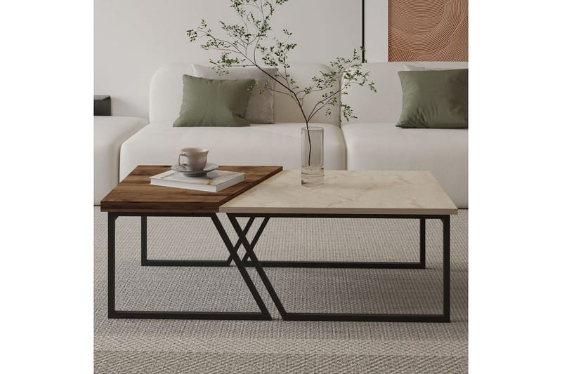 Bulskoll Soffbord 120 cm - Travertine/Valnöt - Möbler - Bord & matgrupper - Soffbord