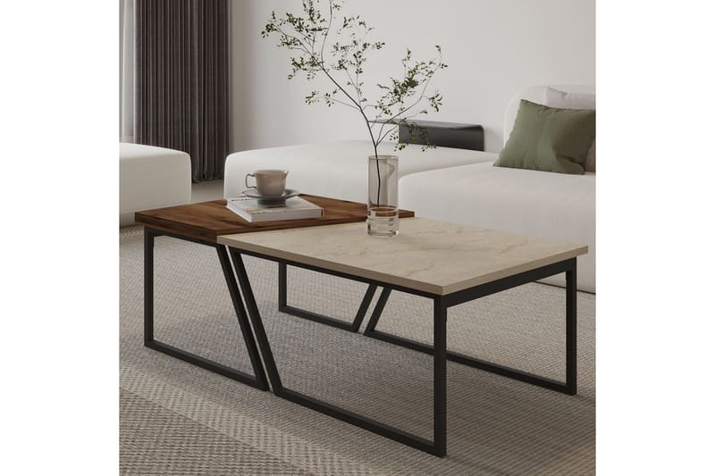 Bulskoll Soffbord 120 cm - Travertine/Valnöt - Möbler - Bord & matgrupper - Soffbord