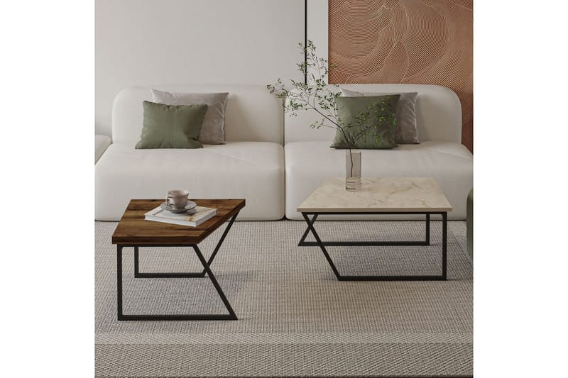 Bulskoll Soffbord 120 cm - Travertine/Valnöt - Möbler - Bord & matgrupper - Soffbord