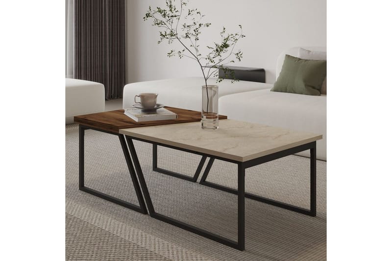 Bulskoll Soffbord 120 cm - Travertine/Valnöt - Möbler - Bord & matgrupper - Soffbord