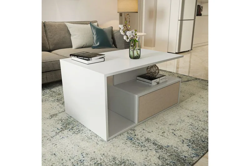 Bulvari Soffbord 90 cm - Beige/Vit - Möbler - Bord & matgrupper - Soffbord