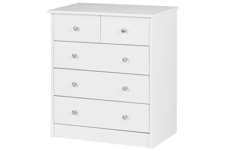 Byrå Wohnling med 5 lådor klassisk modern stil Vit - Vit - Möbler - Bord & matgrupper - Sminkbord & toalettbord