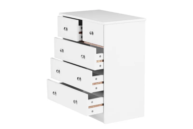 Byrå Wohnling med 5 lådor klassisk modern stil Vit - Vit - Möbler - Bord & matgrupper - Sminkbord & toalettbord