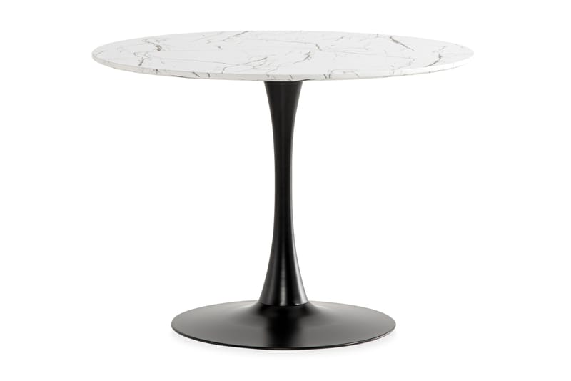 Caitly Matbord 100 cm Runt Svart bas +  4 st Nibe stol beige med svarta ben - Vit/Svart/Beige - Möbler - Bord & matgrupper - Matgrupper