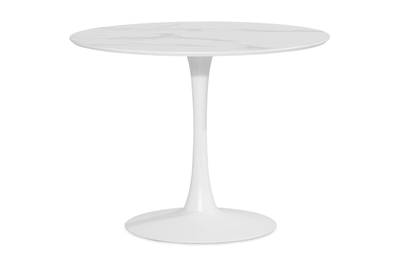 Caitly Matbord 100 cm Runt vit bas +  4 st Nibe stol beige med svarta ben - Vit/Beige - Möbler - Bord & matgrupper - Matgrupper