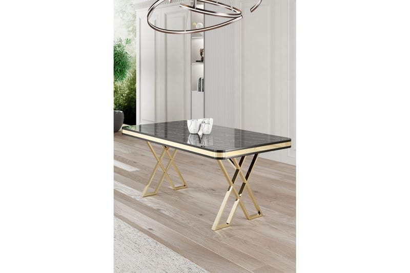 Calchera Matbord 130 cm Rektangulär - Svart Marmor/Guld - Möbler - Bord & matgrupper - Matbord & köksbord