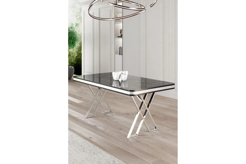 Calchera Matbord 130 cm Rektangulär - Svart Marmor/Krom - Möbler - Bord & matgrupper - Matbord & köksbord