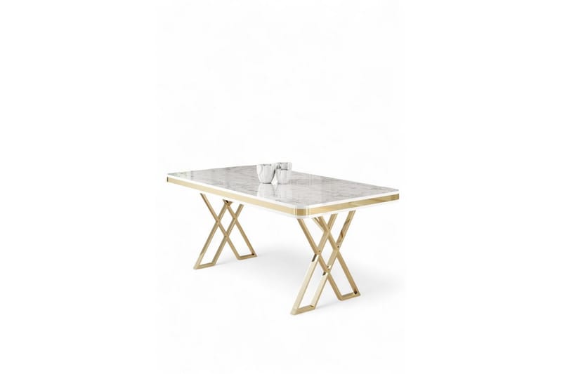 Calchera Matbord 130 cm Rektangulär - Vit Marmor/Guld - Möbler - Bord & matgrupper - Matbord & köksbord