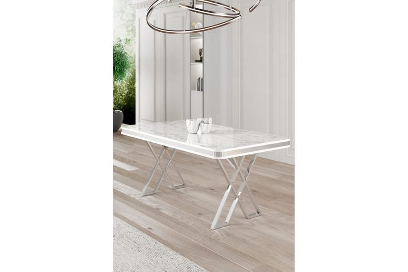 Calchera Matbord 130 cm Rektangulär - Vit Marmor/Krom - Möbler - Bord & matgrupper - Matbord & köksbord