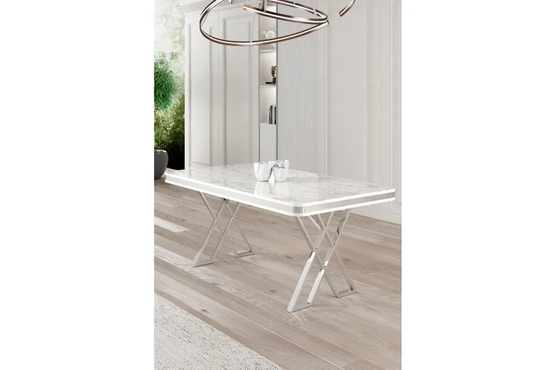 Calchera Matbord 130 cm Rektangulär - Vit Marmor/Krom - Möbler - Bord & matgrupper - Matbord & köksbord