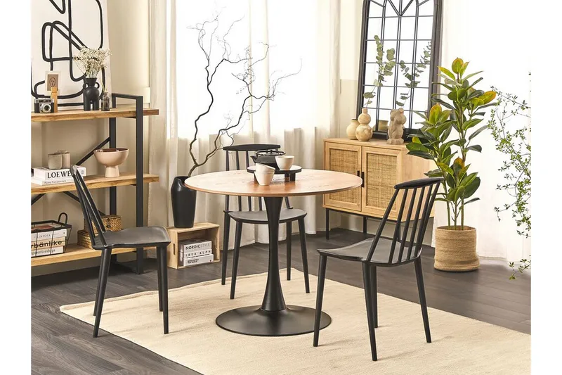 Calmar Matbord 90 cm Rund - Ljusbrun/Svart - Möbler - Bord & matgrupper - Matbord & köksbord