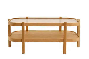Calnor 70 cm Rektangulärt Soffbord med Hyllor i med Träram - Brunt Rökglas - Möbler - Bord & matgrupper - Soffbord