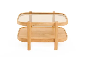 Calnor Rektangulärt Soffbord med Hyllor 50 cm i med Träram - Brunt Rökglas - Möbler - Bord & matgrupper - Soffbord